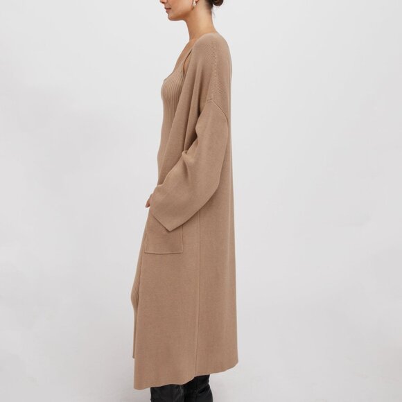 BRUNETTE THE LABEL Matilda Ribbed Knit Cardigan - L/XL - Color Fawn - Picture 2 of 3